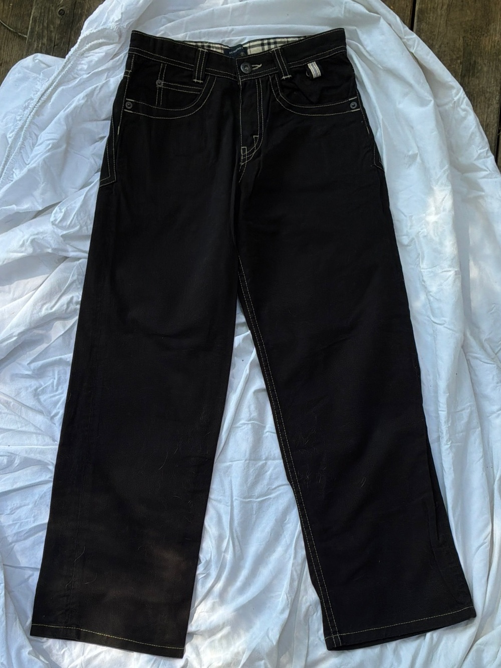 Burberry Boys Black Jeans with Contrast Stitching